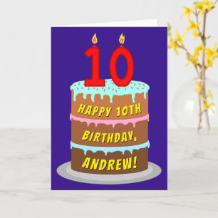 Tionde födelsedagen: Roligt Cake and Candles + Anp Kort