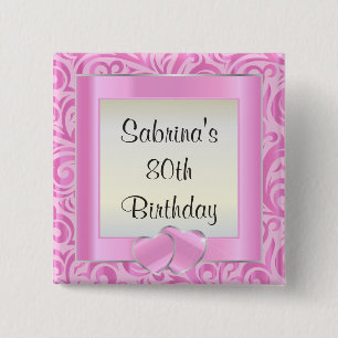 Tionde Födelsedagsfesten DIG Text Rosa och Silv Knapp