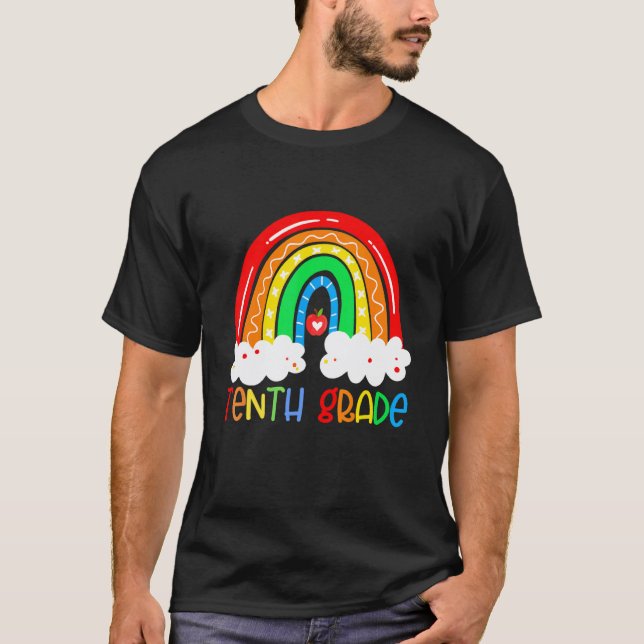 Tionde Klass Regnbåge Lärare Team 10:e Klass Trupp T Shirt (Framsida)