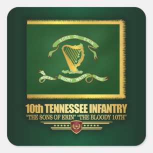Tionde Tennessee Infantry Fyrkantigt Klistermärke