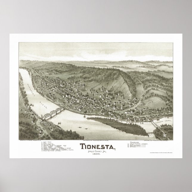 Tionesta, PA Panoramic Karta - 1896 Poster (Framsidan)