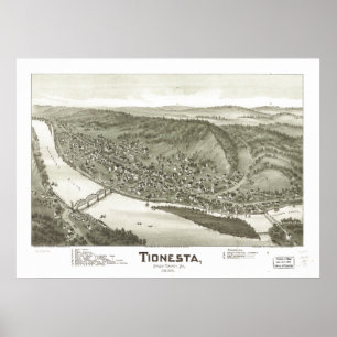 Tionesta Pennsylvania 1896 Antique Panoramic Karta Poster
