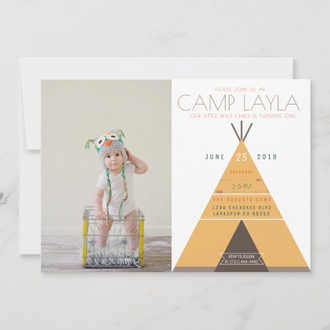 Tipi Camp | Foto Inbjudan från första födelsedag (Framsida)