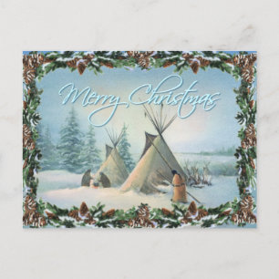 TIPI CAMP SQUAW & BOUGHS by SHARON SHARPE Helg Vykort