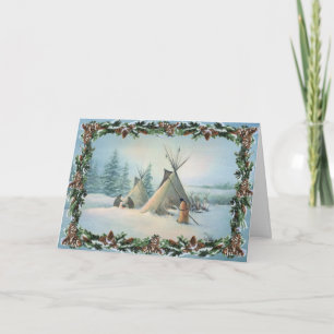 TIPI CAMP SQUAW & BOUGHS by SHARON SHARPE Helgkort