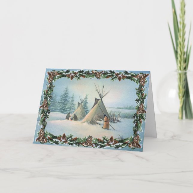 TIPI CAMP SQUAW & BOUGHS by SHARON SHARPE Helgkort (Framsida)