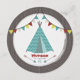Tipi Födelsedagsfest Round Inbjudan Turcos