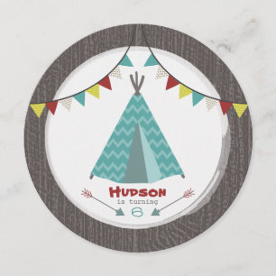 Tipi Födelsedagsfest Round Inbjudan Turcos