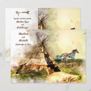 Tipi och Indian Pony Boho Horse Teepee Bröllop Inbjudningar