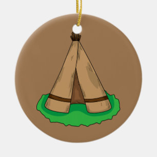 Tipi Teepee Native American Tält Camp Camping Julgransprydnad Keramik