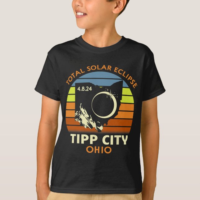 Tipp City Ohio Total Solar Eclipse 2024 T Shirt (Framsida)
