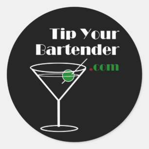 Tippa din Bartender.com-etikett Runt Klistermärke