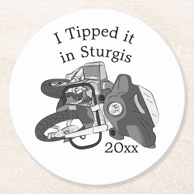 Tippade motorcykel Bike Underlägg Papper Rund (Framsidan)