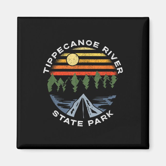Tippecanoe River State Park Indiana Skogscamping Magnet (Framsidan)