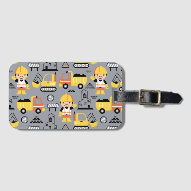 Tipper Lastbil Digger Mönster Bagagebricka (Framsida horisontal)