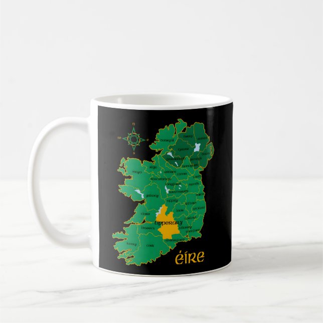Tipperary Ireland County Karta Eire Irish Travel Kaffemugg (Vänster)