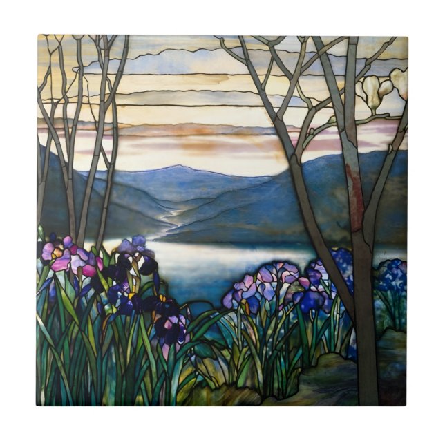 tippergolv: färgat bergslandskap kakelplatta (Framsidan)