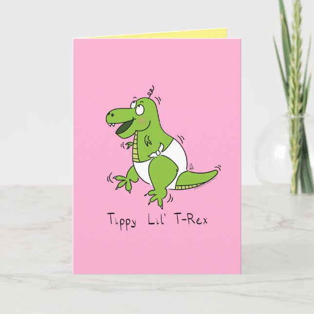 Tippy Lil T-Rex Baby Dinosaur Cute Greeting Card Kort (Framsida)