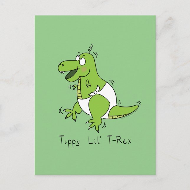 Tippy Lil T-Rex Baby Dinosaur Funny Postcard Vykort (Framsida)