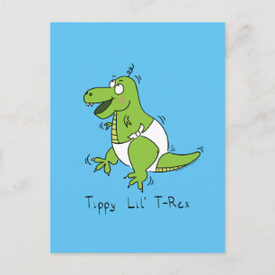 Tippy Lil T-Rex Baby Dinosaur Funny Postcard Vykort