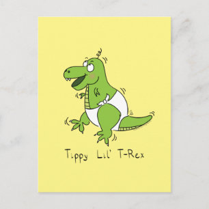 Tippy Lil T-Rex Baby Dinosaur Funny Postcard Vykort