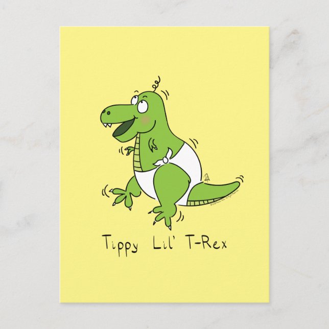 Tippy Lil T-Rex Baby Dinosaur Funny Postcard Vykort (Framsida)