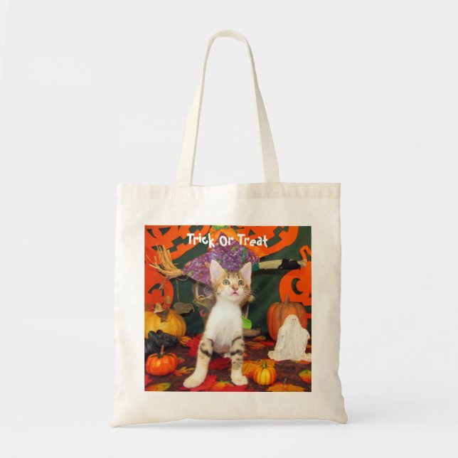 Tippy's Halloween Cat / Kitten Bus eller godis Tygkasse (Framsidan)