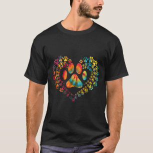 Tips Dye Kärlek Hund Paw Skriv ut Heart Animal Lov T Shirt