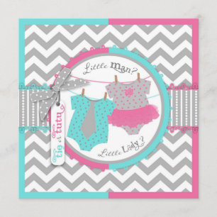 Tips eller Tutu & Chevron Print Gender Reveal Part Inbjudningar