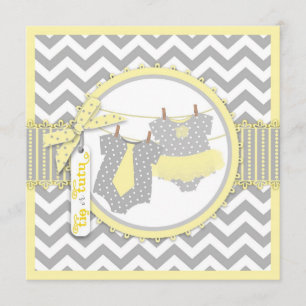 Tips eller Tutu & Chevron Print Gender Reveal Part Inbjudningar
