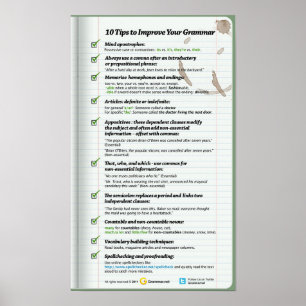 Tips för att förbättra din Grammatik Poster