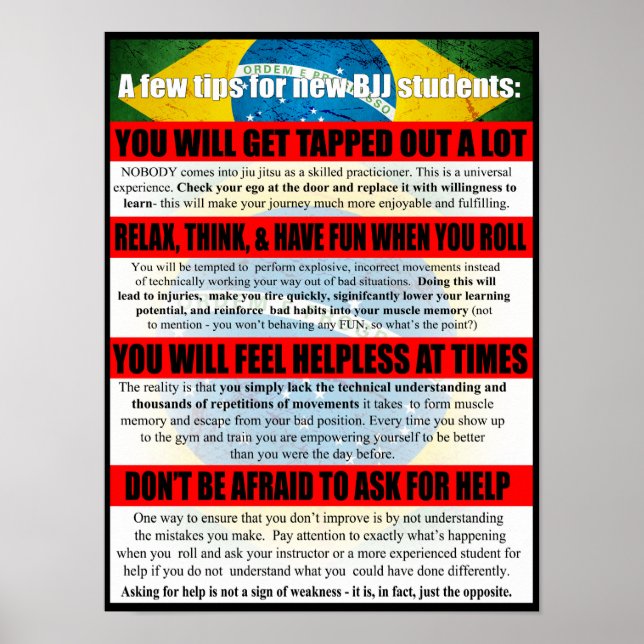 Tips för BJJ Beginners Gym Poster (Framsidan)