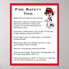 Tips för brandsäkerhet vid Cute Dalmatien Hund Poster