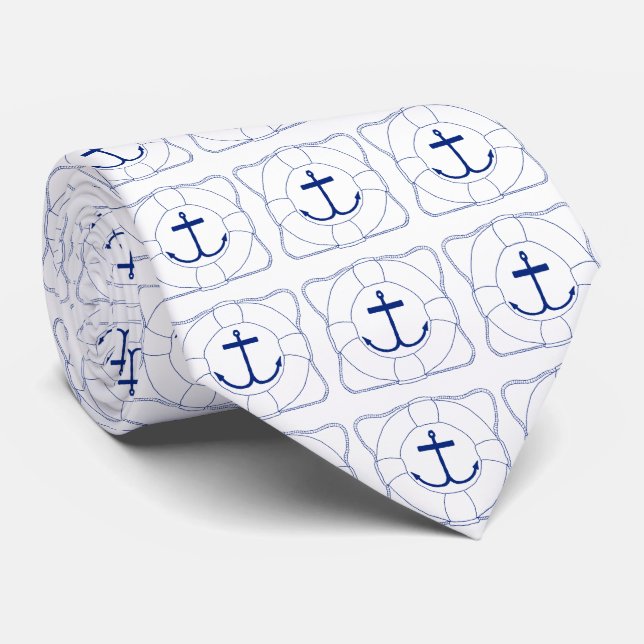 Tips för Life Saver & Anchor (Mörk Print) Slips (Rullad)
