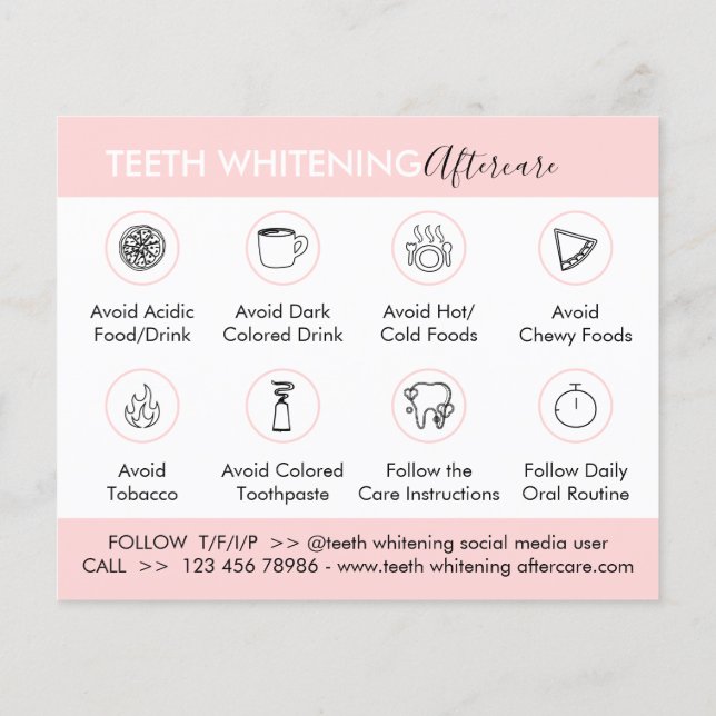 Tips för Teth Whitening Aftercare Instruction Cari Flygblad (Baksidan)