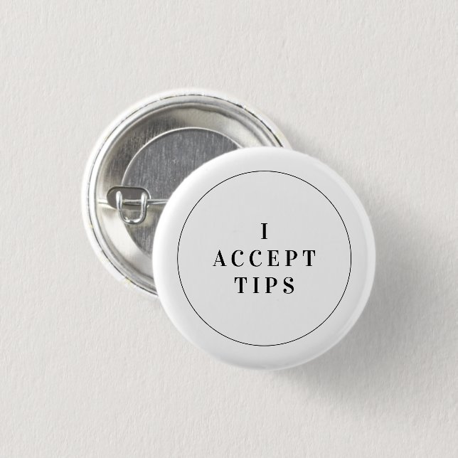 Tips Hospitality Button Tipping Badge Mini Pin Knapp (Framsida & baksida)