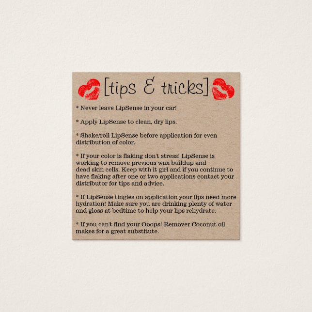 Tips och knep fyrkantigt visitkort (Framsida)