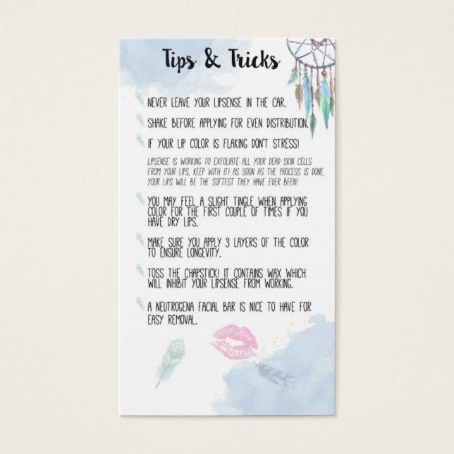 Tips och tricks Lip score Boho Visitkort (Framsidan)