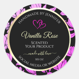 Tips om produktetiketter för Rosa och svart Blommi Runt Klistermärke