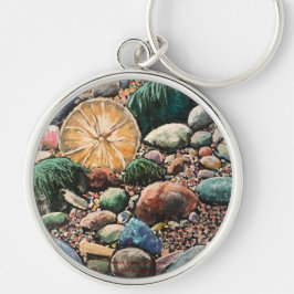 Tips ut-serien, handmålad originalbild rund silverfärgad nyckelring