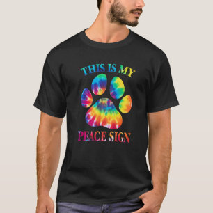 Tipsfärg Det här är Fredsteckenet Hund Paw Print H T Shirt
