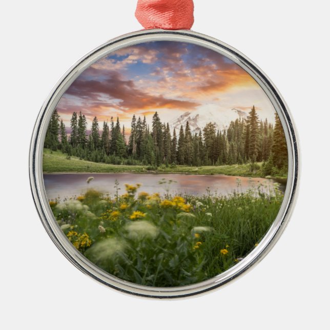 Tipsoo sjö av Mount Rainier Julgransprydnad Metall (Framsidan)