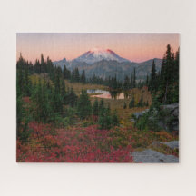 Tipsoo Sjö och Mount Rainier Autumn Sunrise