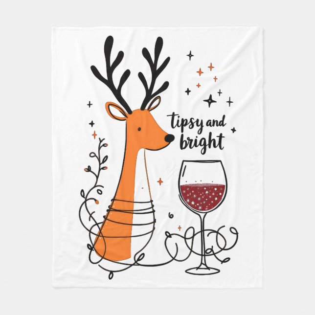 Tipsy and Bright Reindeer  Fleecefilt (Framsidan)
