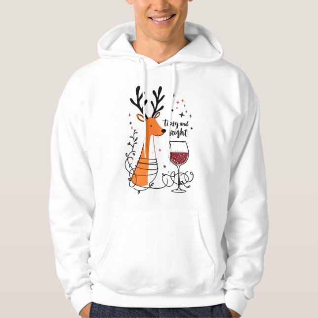 Tipsy and Bright Reindeer  Hoodie (Framsida)