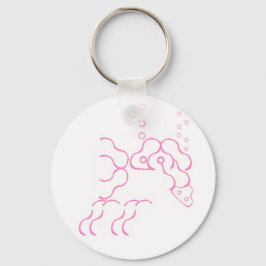Tipsy, Drunk Rosa Elephant Button Keychain Nyckelring