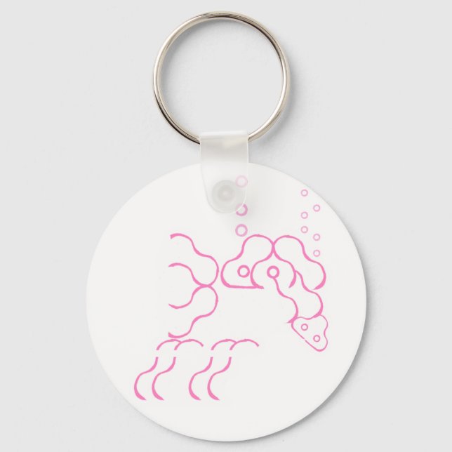 Tipsy, Drunk Rosa Elephant Button Keychain Nyckelring (Framsida)