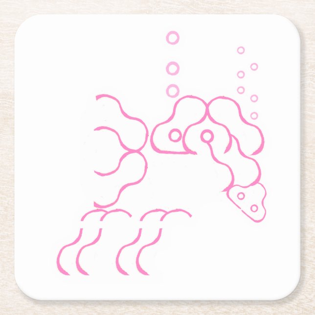 Tipsy, Drunk Rosa Elephant Papper Underlägg Kvadrat (Framsidan)