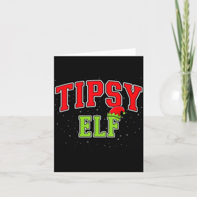 Tipsy Elf Christmas Family Matching Group Xmas  Kort (Framsida)