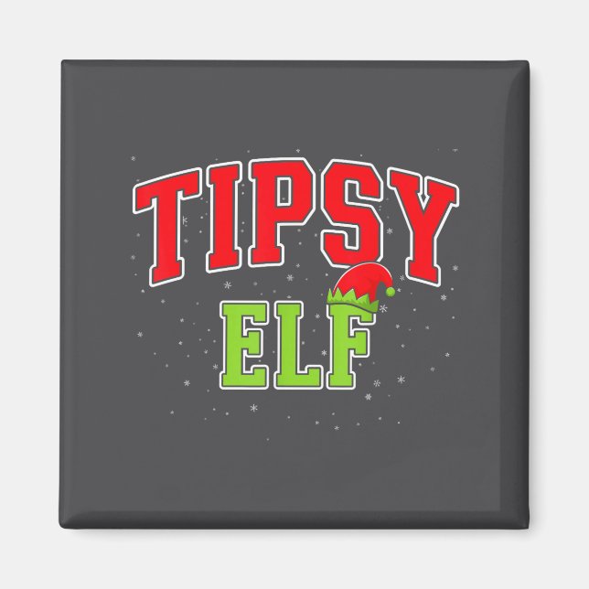 Tipsy Elf Christmas Family Matching Group Xmas  Magnet (Framsidan)